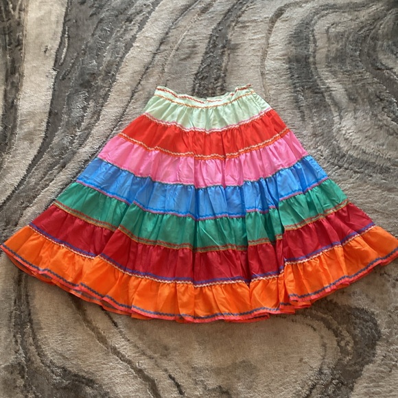 Two Twin Style Striped w printed ribbon accents flared Midi Skirt Asian size XL - Picture 6 of 8